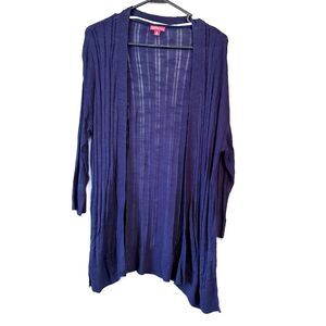 Women's Merona Blue Navy Open Front Sweater Cardigan M Lightweight Long Sleeve